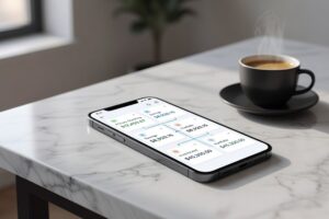 Smartphone showing connected banking dashboard app