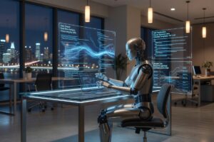 Agentic AI explained — autonomous AI agent managing tasks on a futuristic digital interface in 2026