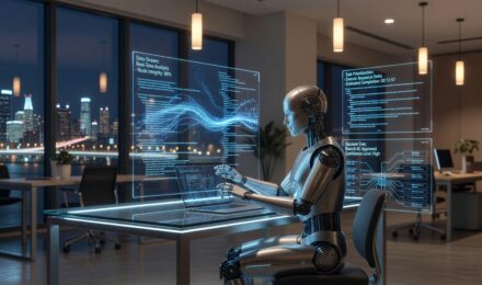 Agentic AI explained — autonomous AI agent managing tasks on a futuristic digital interface in 2026