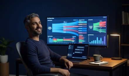 Solopreneur managing an AI agents sales funnel on autopilot using a laptop