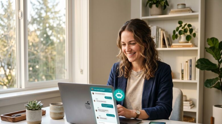 AI chatbot interface handling customer support conversations without a full team
