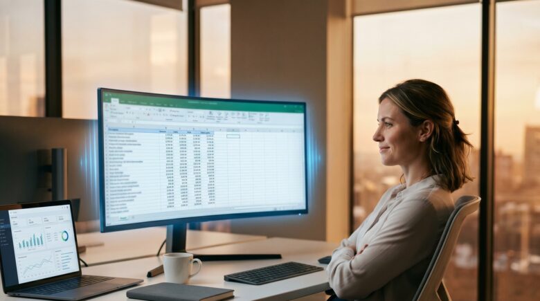 AI data entry automation tool replacing manual spreadsheet work on a laptop screen