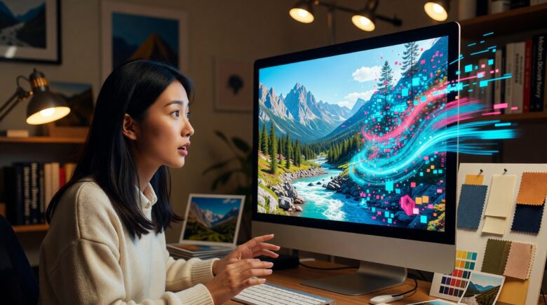 AI image generator creating visual content on a digital screen