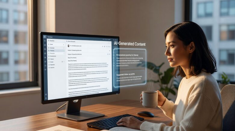 AI onboarding email generator creating professional welcome emails for new clients