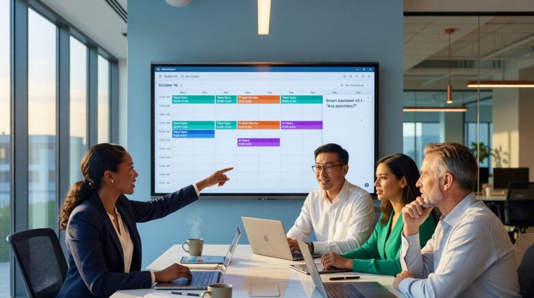 AI scheduling tools dashboard helping a team manage meetings and automate calendar planning