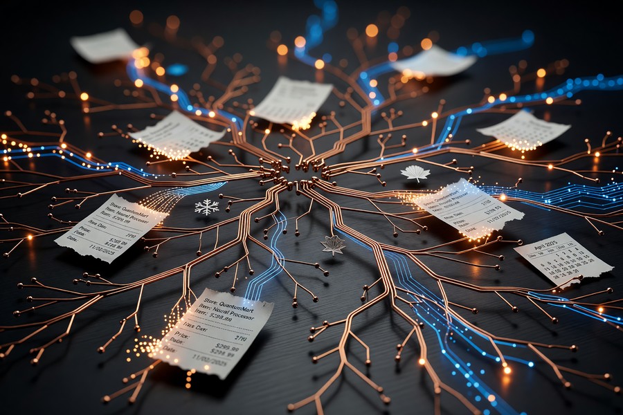 Diagram showing AI data flow through a small business supply chain system