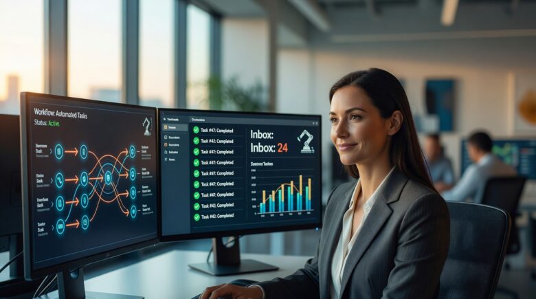 AI workflow automation tools dashboard streamlining repetitive business tasks