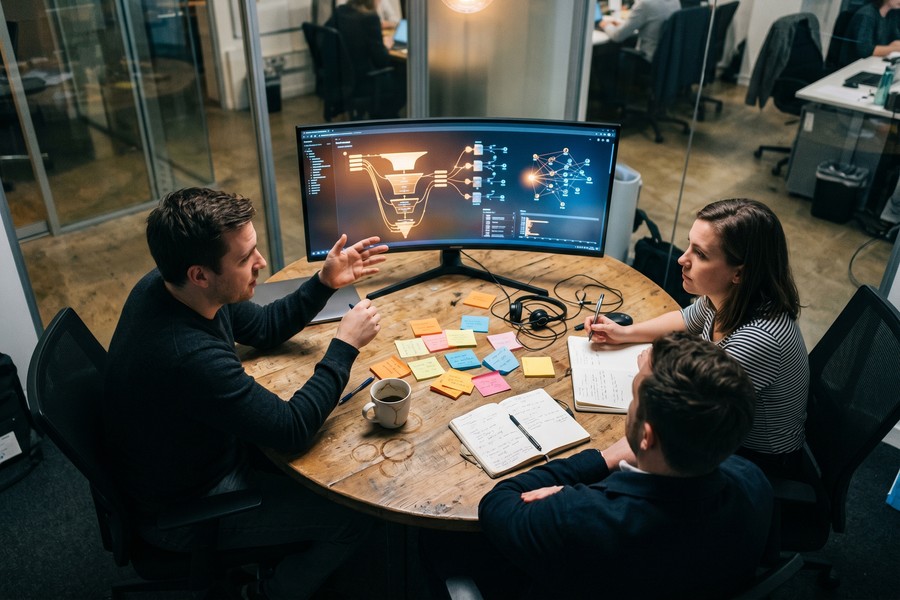 Flowchart showing automated invoice processing from receipt to payment approval