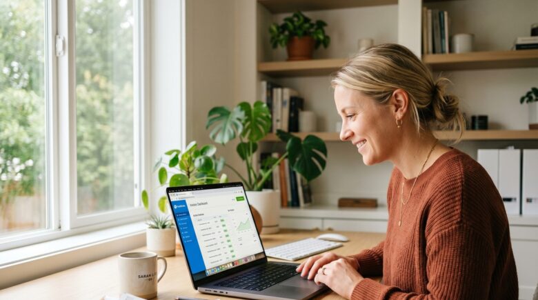 Small team using AI invoice processing tools on a laptop dashboard