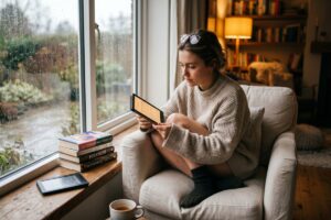 Best e-readers for avid readers displayed on a desk next to a stack of books