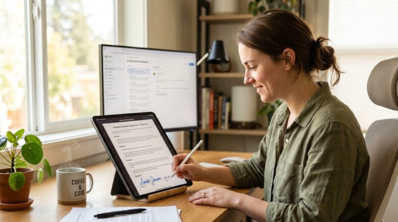 Best e-signature apps for small businesses and freelancers on a laptop screen