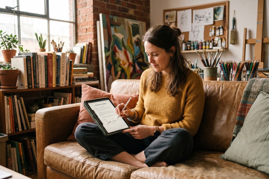 Side-by-side comparison of five e-signature app dashboards on desktop screens