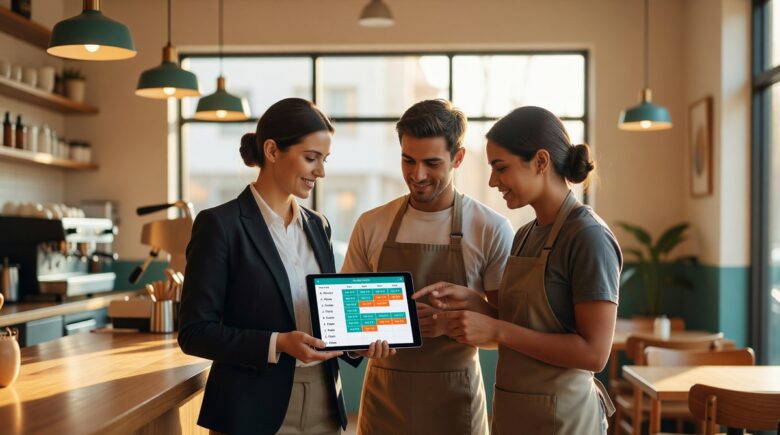 Best employee scheduling apps for small business with hourly staff shown on a laptop and mobile screen