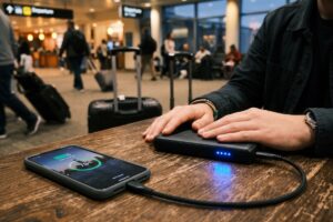 Top portable power banks for heavy phone users and travelers displayed on a flat surface