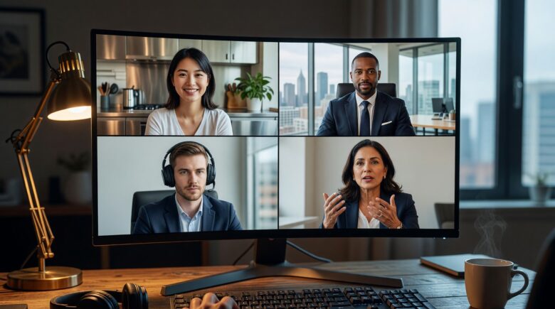 Best team communication apps for remote-first businesses displayed on laptop and mobile screens
