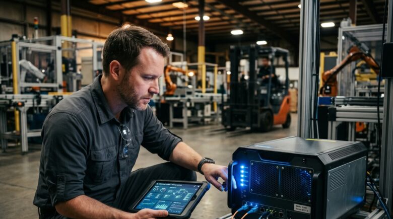 Illustration of edge computing network with connected devices processing data at the edge