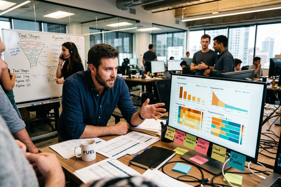 Side-by-side interface comparison of Loom and Vidyard dashboards on desktop screens
