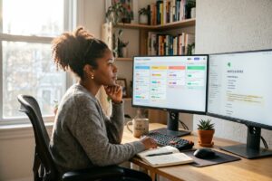 Notion vs ClickUp comparison for freelancers showing both app interfaces side by side