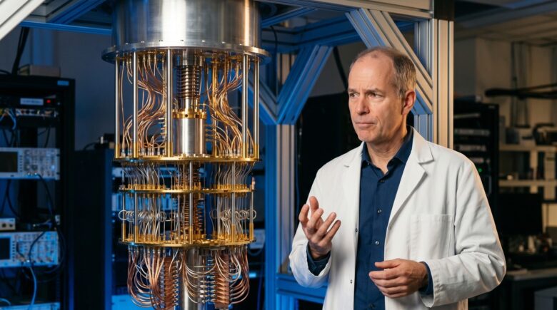 Illustration showing common quantum computing misconceptions with qubits and circuit diagrams