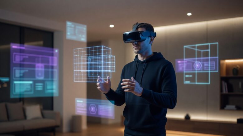 Visual representation of spatial computing with augmented reality overlays in a real-world environment