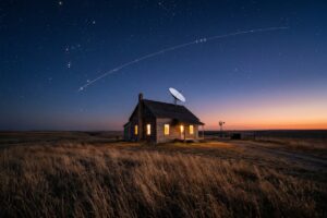 Satellite dish pointing to sky representing satellite internet alternatives to Starlink