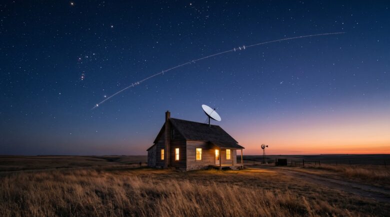 Satellite dish pointing to sky representing satellite internet alternatives to Starlink