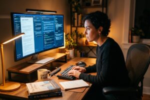 Comparison of ChatGPT writing alternatives used by content specialists on a laptop screen