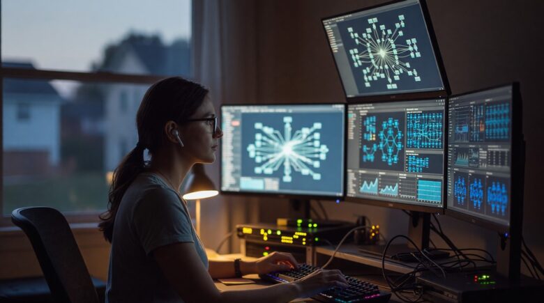Remote team of 10 collaborating using edge computing tools to rebuild their digital workflow