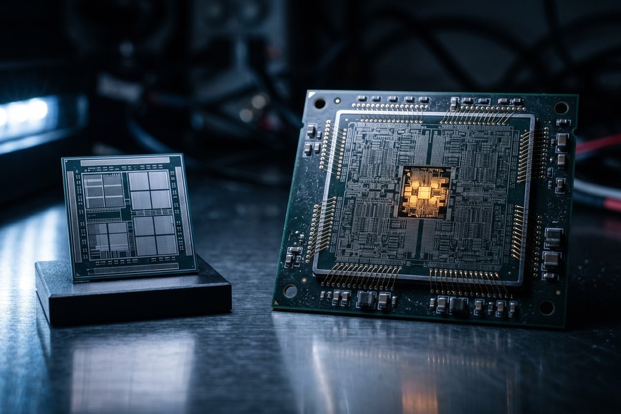 Diagram comparing CPU, GPU, and NPU architecture side by side with core layout differences