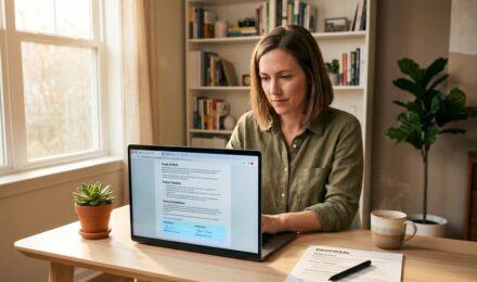 Side-by-side comparison of PandaDoc and Proposify interfaces on a laptop screen for small business proposal management