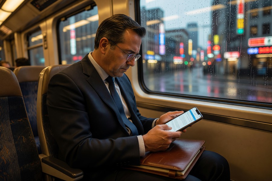 Freelance consultant sending a digital proposal on mobile phone with e-signature feature