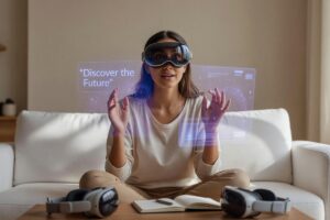 Beginner exploring spatial computing with AR headset in 2026