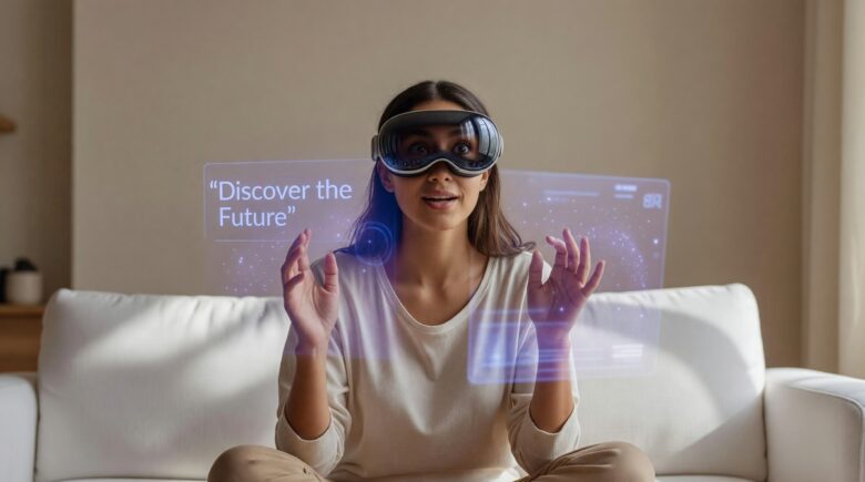 Beginner exploring spatial computing with AR headset in 2026