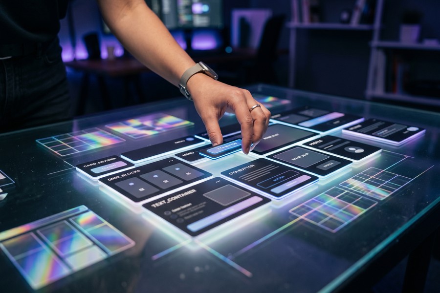 Side-by-side comparison of Webflow and Framer design interface panels showing CSS controls vs component libraries
