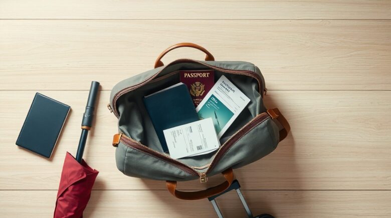 Traveler weighing carry-on bag at airport using scale app on phone