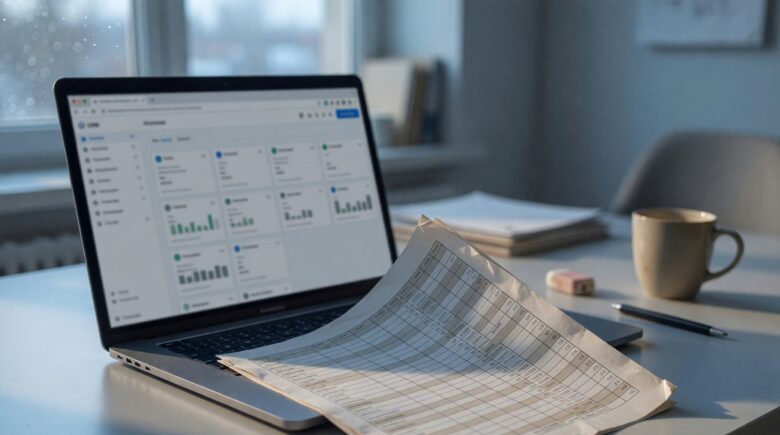 Comparison between CRM app dashboard and spreadsheet interface for small business customer management