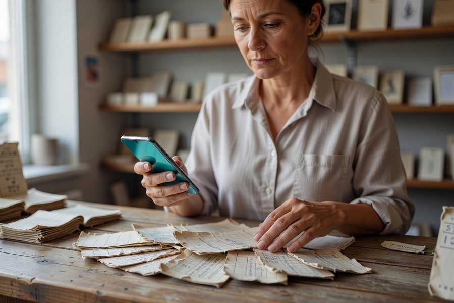 Barista scanning a digital loyalty card from a customer's phone in a busy café