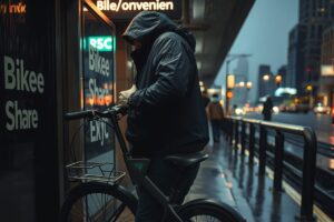 A New York City commuter using a folding e-bike for a hybrid commute