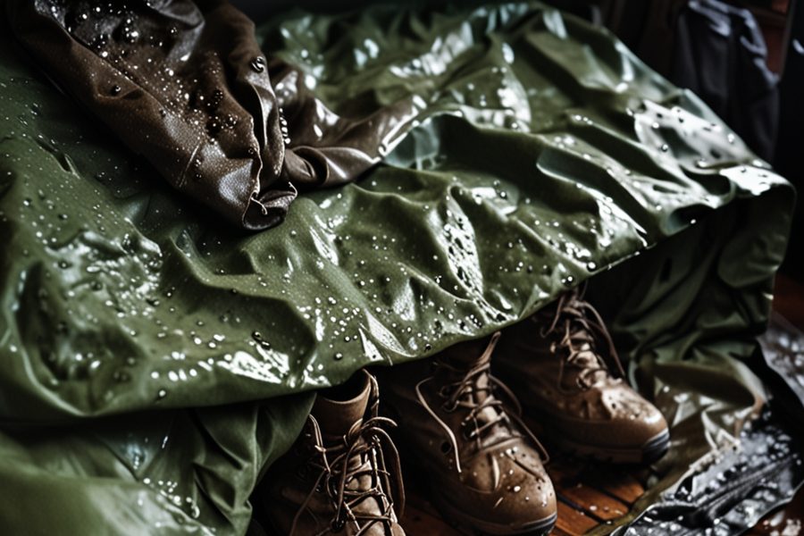 Image: A dry bag packed with wet swimsuits, placed in a car trunk with a trunk organizer