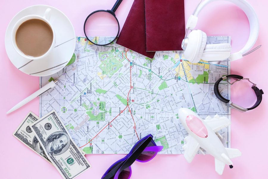 Illustration of a travel card user tracking daily spend via mobile app