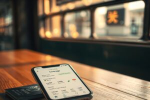 Smartphone displaying offline insurance app interface with policy details and emergency contacts accessible without internet connection