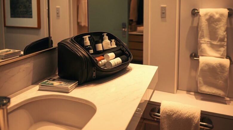 A traveler packing a 10-inch carry-on with solid toiletries and reusable bottles