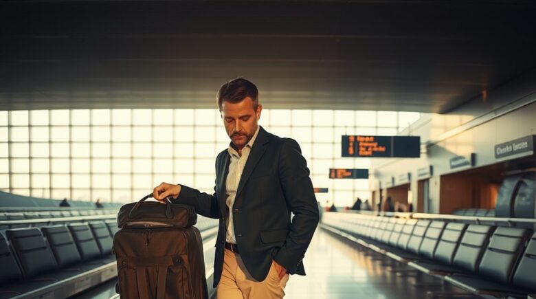 A traveler reviewing a travel insurance policy on a laptop, highlighting the financial risks of skipping coverage