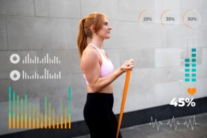 Collection of smart packing cubes and luggage tracking devices displaying weight and volume measurements