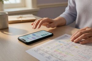 Side-by-side comparison of a time-off tracking app interface and a spreadsheet for PTO management