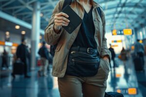 A traveler comparing a money belt and a travel wallet for security and convenience in 2026