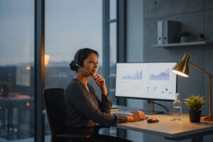Voice AI automation handling a customer service call with speech recognition and natural language processing